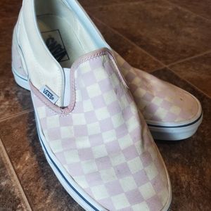 Lavender, checkered Vans
